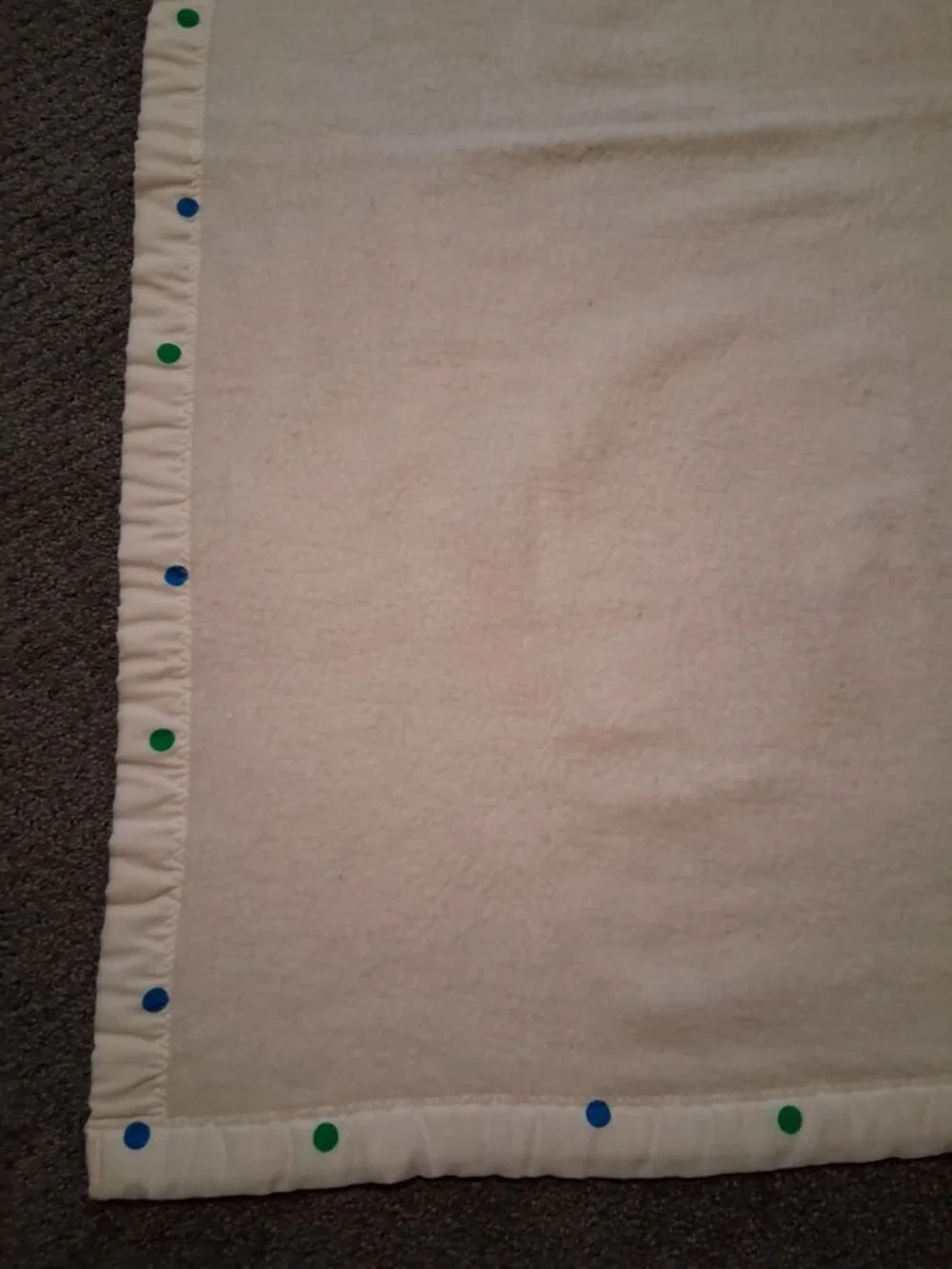 Vtg Disney Mickey Mouse & Dinosaur Acrylic Baby Blanket Polka Dot Trim USA